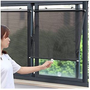 ALOBY Intrekbare Zuignap Zonnescherm, Balkon Raam Tijdelijke Rolgordijnen, Zonnebrandcrème Waterdicht Universele Auto Zonneklep/Home Verduisteringsgordijn, 6 Maten (Color : Black, Size : 45x125cm)