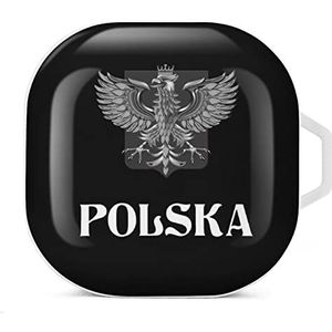 Polen vlag met Poolse adelaar oordopjes hoesje compatibel met Samsung hard shell beschermhoes wit stijl