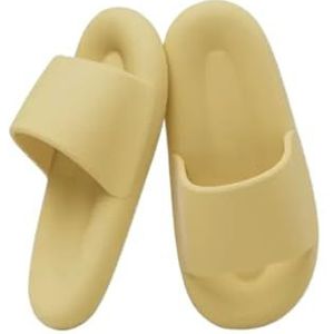 UBOHUZ Vrouwen Zachte Slippers Lichtgewicht Open Teen Antislip EVA Sandalen Indoor Outdoor Sneldrogende Badkamer Schoenen Voor Badkamer, Zwembad, Geel, 44/45 EU