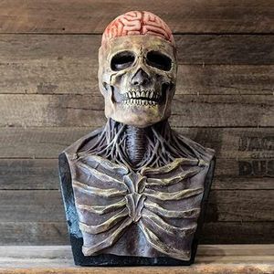 Zhuidream De nieuwste Skelet Biochemische Masker Voor 2021 Halloween Skull Mask-3d Skull Masker Met Bewegende Kaak, Skelet Hoofddeksels Griezelig Masker Realistische Cosplay Prop, Eng Skelet Hoofddeksels (Een rode hersenen zonder cap)