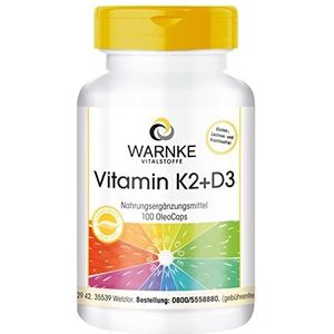 Vitamine K2 + D3 200µg / 1000 I.E. - 100 OleoCaps capsules uit eigen productie - Original K2VITAL® 99,7% all-trans K2 MK-7 - hoge dosering | Warnke Vitalstoffe - Duitse apothekerskwalitei