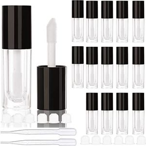 COSIDEA 14pcs Lege 6ml grote borstel lipgloss buizen voor DIY lipgloss, zwarte lipgloss containers