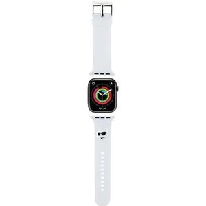 KARL LAGERFELD KLAWLSLCNH Horlogebandje voor Apple Watch 42/44/45 mm, wit, 3D-rubberen horlogeband, Siliconen