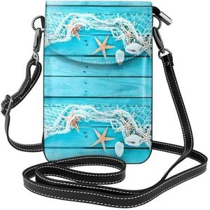 Zeester Lederen Cross Body Flip Telefoon Tas Met Afneembare Schouderbanden, Gebruikt Voor Reizen, Dating, Vakantie Geschenken, Zwart, Eén maat