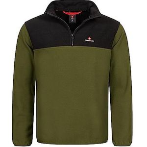 Höhenhorn Skyja Fleecetrui voor heren, herfst, winter, microfleece, sweatshirt met halve ritssluiting, zwart/groen, S