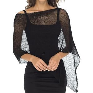 Mesh Poncho, Dames Doorschijnende Poncho Bolero, Lichtgewicht Zomerse Bolero Trui(Black)