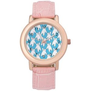 Polar Bear Patroon Horloges Voor Vrouwen Mode Sport Horloge Vrouwen Lederen Horloge