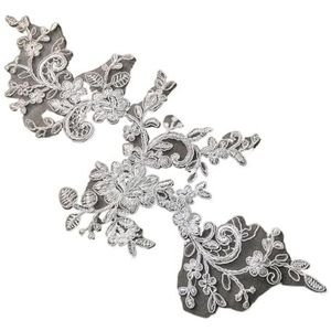 GORGECRAFT 2 stuks 400 mm 3D bloem borduurwerk kant applique pailletten geborduurde trim applicaties bloemen naaien patches strass stof ambachtelijke decoratie voor trouwjurk doe-het-zelf kledingstuk