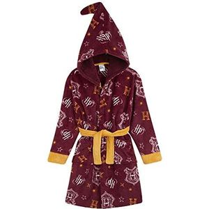 Harry Potter Kinderochtendjas, Griffoendor Zwadderich zachte fleece badjas voor jongens (Bordeaux, 9-10 jaar)