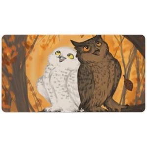 Zwart-wit uilen in herfst mode bureau muismat antislip gaming muismat accessoires decor 40 x 75 cm
