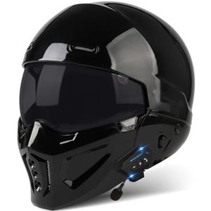 Motorfiets Flip Up Helm Met Dubbel Vizier Bluetooth Motorfiets Modulaire Helm DOT/ECE Goedgekeurde Full Face Flip Up Motorhelm Voor Mannen Vrouwen C,M/57-58CM