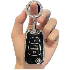 Sleutelbehuizing TPU Auto Vouwsleutel Case Cover Fob Sleutelhanger Voor Hyundai I20 I30 Voor Elantra Voor Azera Voor Veracruz Voor Veloster Voor Rio K7 K5 Autosleutelhoesje(Black Set A)