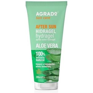 AfterSun Hydragel Lotion Aloë Vera 100% natuurlijke After-Sun vochtinbrengende crème, frisse en onmiddellijke verlichting van gevoelige huid, snelle opname 200 ml, Agrado