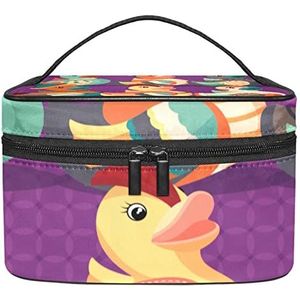 Kleurrijke rubberen eend make-up organizer tas, reismake-up tas organizer case draagbare cosmetische tas voor vrouwen en meisjes toiletartikelen, Meerkleurig, 22.5x15x13.8cm/8.9x5.9x5.4in