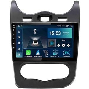 Android 14.0 2 Din Autoradio 9"" Touchscreen Auto Stereo voor Renault Sandero 2013-2014 met Draadloze Carplay Android Auto GPS navigatie AHD Omgekeerd beeld Stuurwielbediening(S-4(4G+64G))