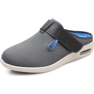 Brede Wandelschoenen, Extra Brede Wijdte Gemakkelijk Aan & Uit Wandelen Sneakers Ouderen Schoenen Sandalen Casual Comfort Ouderen Schoenen(Grå,39 EU)