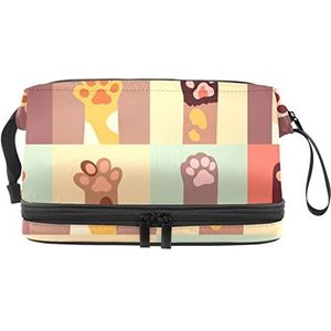 Make-up tas - grote capaciteit reizen cosmetische tas, katten poot set, Meerkleurig, 27x15x14 cm/10.6x5.9x5.5 in
