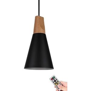 Indoor Battery Operated Pendant Light Fixture,Modern Ceiling Hanging Lamp with Remote,Black Pendant Lighting for Kitchen Island Coffee Bar Cafe Sink Dining Room (Color : Black_1 pack)