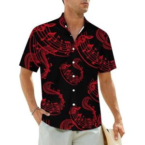 Music Notes herenhemden korte mouwen strandshirt Hawaiiaans shirt casual zomer T-shirt M