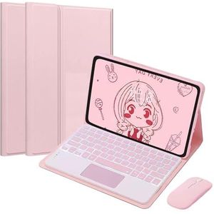 EHLCYS Touchpad Keyboard Case for Lenovo Tab P12 12,7-inch TB370FU 2023, 7-Kleuren Afneembaar Draadloos Bluetooth-Toetsenbord Met Achtergrondverlichting, Ultradunne Behuizing,Roze