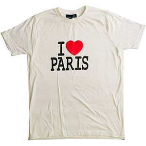 VIANAYA T-shirt I Love Paris – verkrijgbaar van maat XS tot XXL – en verkrijgbaar in wit en zwart – uniseks dames en heren – katoen, Wit, XL