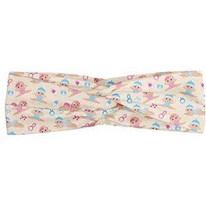 ABAKUHAUS Baby Hoofdband, Broer en zus Rattle, Elastische en Zachte Bandana voor Dames, voor Sport en Dagelijks Gebruik, Ivory Blue Pink