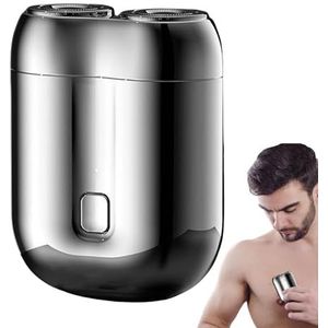 Draagbaar scheerapparaat voor mannen - 2024 elektrische zoemer met dubbele kop | Roterende scheerapparaten | Roterend elektrisch scheerapparaat in zakformaat | Waterdicht gezichtsstormscheerapparaat
