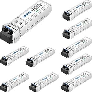 10GBase-LR SFP+-zendontvanger, 10G Singlemode SFP+ LC-module voor Cisco SFP-10G-LR, Ubiquiti UF-SM-10G, Meraki MA-SFP-10GB-LR, Mikrotik, Supermicro, Netgear (SMF, 1310nm, 10km, DDM)(Pak van 10)