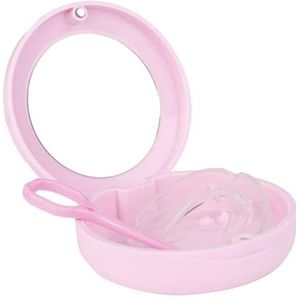 Ferula Dental Box met spiegel, 1 stuks, Ferula tandendoos, opbergdoos voor kunstgebitten, robuust, gemakkelijk te reinigen (roze)