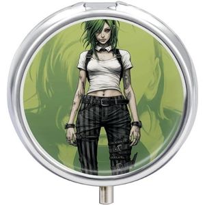 Punk Stijl Pillendoos Mini Pillendoosje Pocket Pil Case voor Mannen Reizen Pillendoos Leuke Pil Organizer 3 Compartiment Geneeskunde Pil Organizer Pil Container Pillenhouder