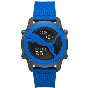 PUMA Mannen digitaal quartz horloge met polyurethaan band P5101, Blauw