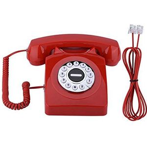 Vaste telefoon, Vintage Retro Dial vaste telefoon voor thuis, kantoor, hotel. (Rood)