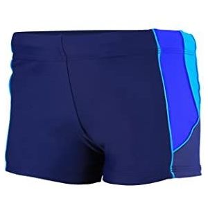Aquarti Jongens Korte Zwembroek Gestreept aan de Zijkanten, Donkerblauw/Blauw/Lichtblauw, 128