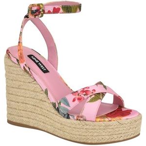 NINE WEST Earnit Wedge sandaal voor dames, Roze Bloemen 660, 39.5 EU