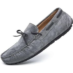 Loafers for heren Suède mocassins Bootschoenen Flexibel antislip Antislip Prom Fashion Slip-on (Color : Grey, Size : 40 EU)