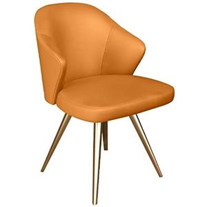 GEIRONV Moderne keuken Eetkamerstoelen, met armleuningen rugleuning Vrijetijdsstoel Metalen poten Eetkamerstoelen PU lederen accentstoel Eetstoelen (Color : Orange, Size : 52x52x82cm)