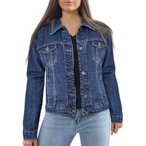 A2Z Dames Vrouwen Mode Denim Jasje Premie 100% katoen Casual Mode - Ladies Jacket J12 Dark Blue 10