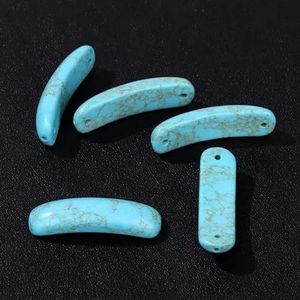 2 stks/partij Rechthoek Charms Bead Natuurlijke 35x10mm Amethisten Tijgeroog Lapis Lazuli Connector Kralen Voor DIY Bangle Armbanden-NR 3 Turkoois-35x10mm