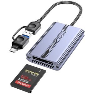 MOGOOD CFexpress Kaartlezer, USB 3.2 10Gbps CFexpress Tyep B Kaartlezer, USB C Draagbare Aluminium Geheugenkaart Adapter Compatibel met iPhone 15 Pro, iPad Pro, PC, Laptop, Smart Phone, Tablet