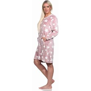 Normann - Damesnachthemd - Roze - Lange Mouwen - Sterrenlook - Coralfleece