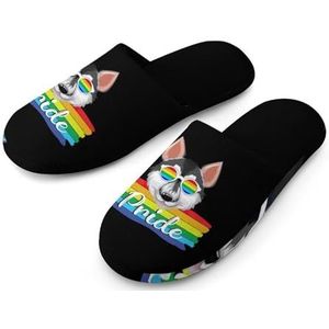 LGBT Pride Husky katoenen pantoffels voor dames, huisschoenen, wasbare pantoffels voor dames