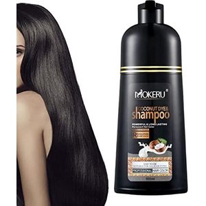 Haarkleurshampoo,500ml Dye Shampoo voor grijs haar voor mannen vrouwen - Langdurige kleurshampoo, kruidenzwarte shampoo beschermt haarbeschadiging, vervaagt niet
