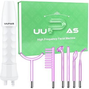 UUPAS Hoogfrequente staaf, 6-in-1, draagbare argon-handheld hoogfrequente staaf, gezichtsmachine met 6 stuks argonbuizen, hoogfrequent apparaat voor acne versteviging, huidverjonging