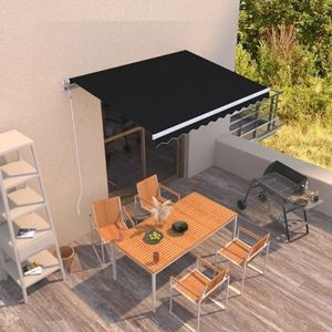 Rantry Automatisch intrekbaar zonnezeil, 300 x 250 cm, antraciet, buitengordijn voor privacy, balkon, terras