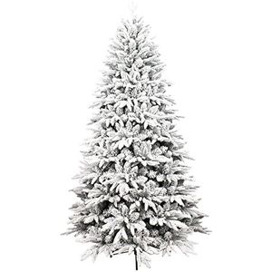 Kunstmatige kerstdennenboom Kunstmatige gevlekte kerstboom Premium Frosted Snow Christmas Tree Hinged Xmas Tree Holiday Decor voor binnen buiten, opvouwbare metalen standaard, wit