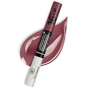 Dermacol - 16-uurs lippenverf, sterk gepigmenteerde, glanzende lippenstift, tweefase lipglans, lipmake-up producten met matte en glinsterende afwerking, nr. 12 bruin-lila lipglans, 7,1 ml