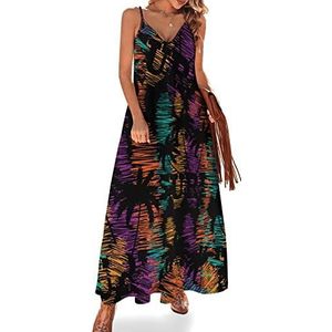 Surf Palm Tree Maxi-jurk voor dames, zomer, V-hals, mouwloos, spaghettibandjes, lange jurk