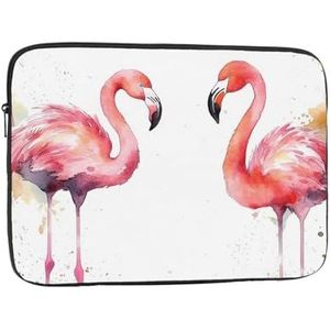 Laptophoes 10-17 inch laptophoes aquarel flamingo's laptophoezen voor vrouwen mannen schokbestendige laptophoes
