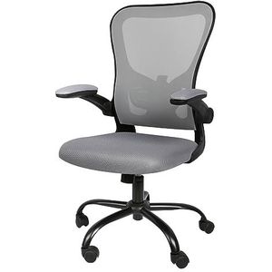 RELOVE Bureaustoel, ergonomische bureaustoel, 3D opvouwbare armleuning, bureaustoel, kantelbaar, ademend, comfortabel, gaming bureaustoel (49 x 49 x 111 cm, lichtgrijs + zwart)
