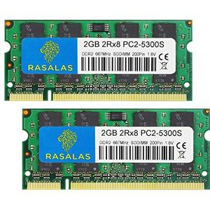 Rasalas PC2-5300 DDR2 667 4 GB Kit (2 x 2 GB) 1.8V CL5 RAM-geheugenmodules voor Intel, Mac, AMD Systeem Notebook Laptop